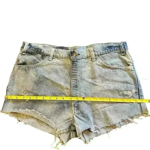 VTG Orange Tag Levi’s Denim Cutoff Shorts 35” Waist  Relaxed Western Grunge - Picture 6 of 7